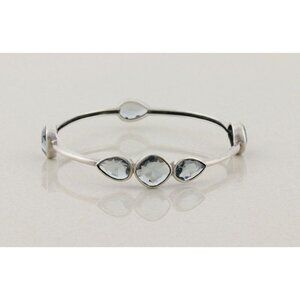 Sterling Silver Blue Glass Admire Bangle Bracelet 8" Silpada